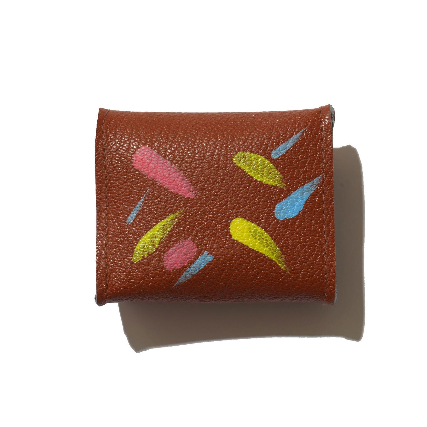 100% Recycled PVC Leather Coin Purse Hand Painted - Brown  #tag1# #tag2# #tag3# #tag4#