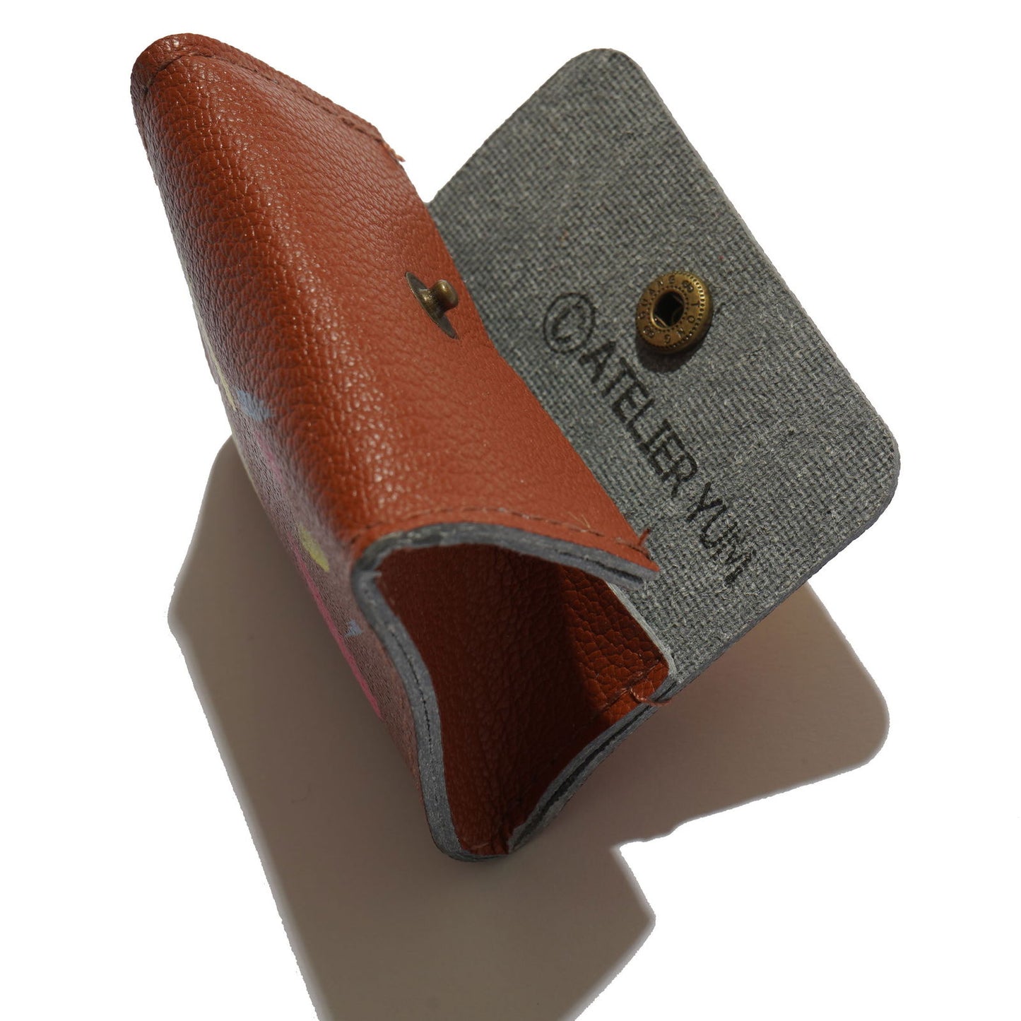 100% Recycled PVC Leather Coin Purse Hand Painted - Brown  #tag1# #tag2# #tag3# #tag4#