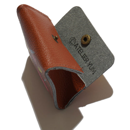 100% Recycled PVC Leather Coin Purse Hand Painted - Brown  #tag1# #tag2# #tag3# #tag4#
