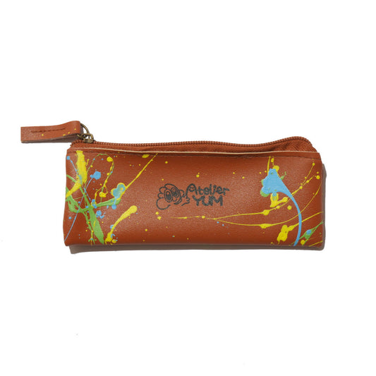 100% Recycled PVC Leather Pencil Case Brown  #tag1# #tag2# #tag3# #tag4#