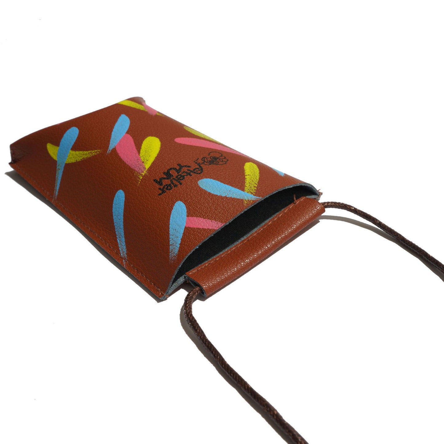 100% Recycled PVC Leather Smartphone Pouch Brown  #tag1# #tag2# #tag3# #tag4#