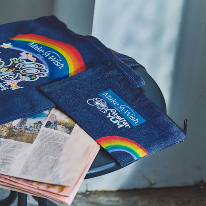 【Make-A-Wish of Japan Collaboration Product】Recycled Denim Pouch Rainbow (M)  #tag1# #tag2# #tag3# #tag4#