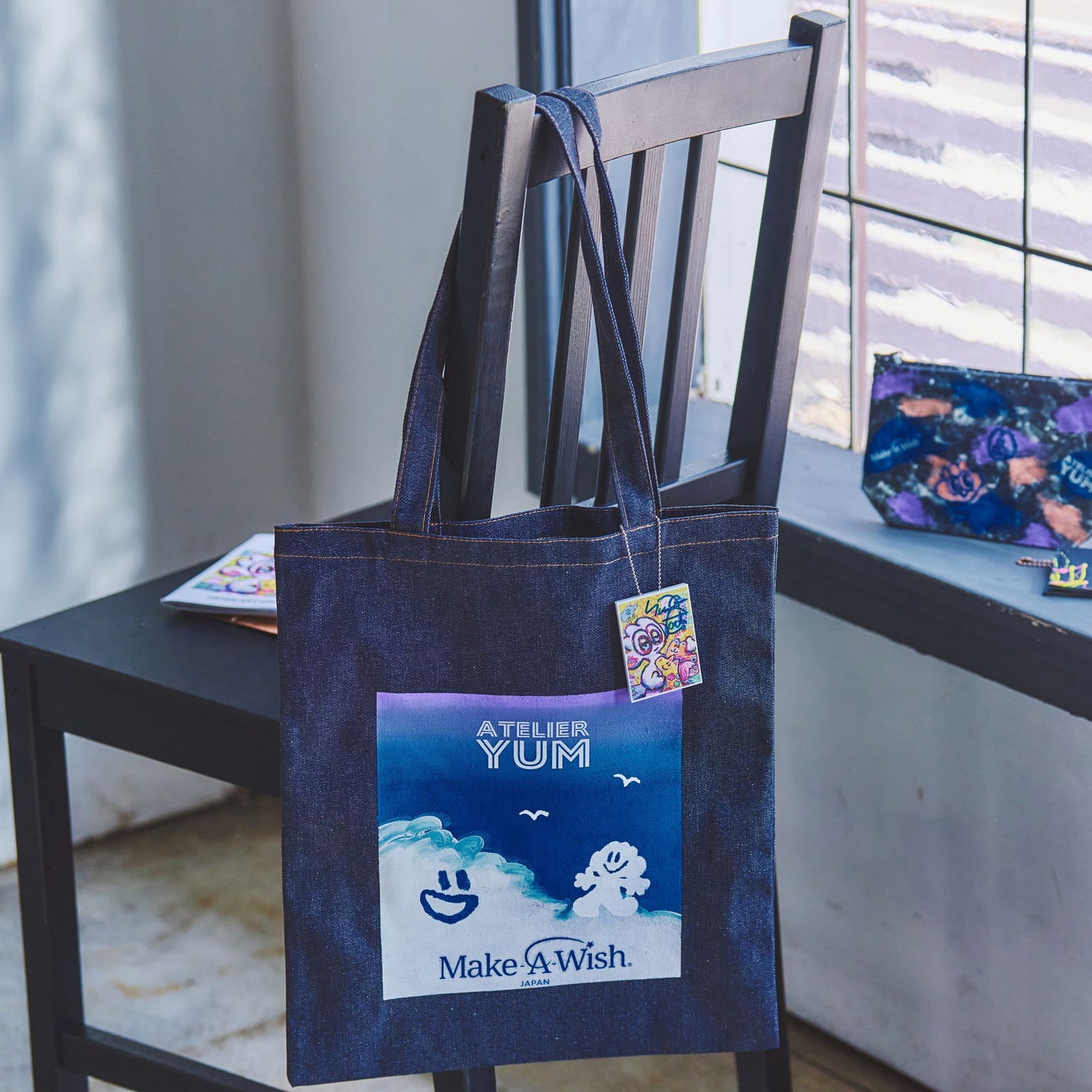【Make-A-Wish of Japan Collaboration Product】Recycled Denim Tote Bag sky  #tag1# #tag2# #tag3# #tag4#
