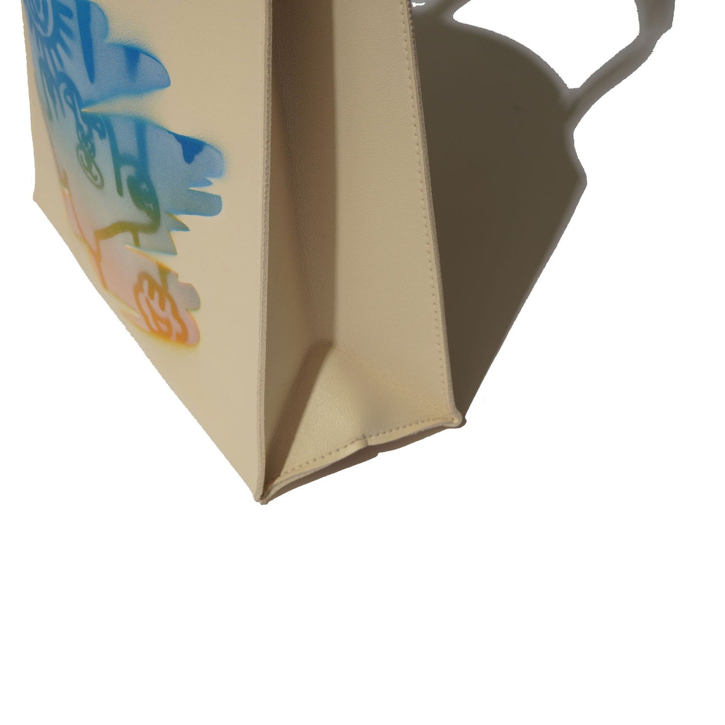 Stencil Spray Art PVC Leather Tote Bag - Ivory  #tag1# #tag2# #tag3# #tag4#