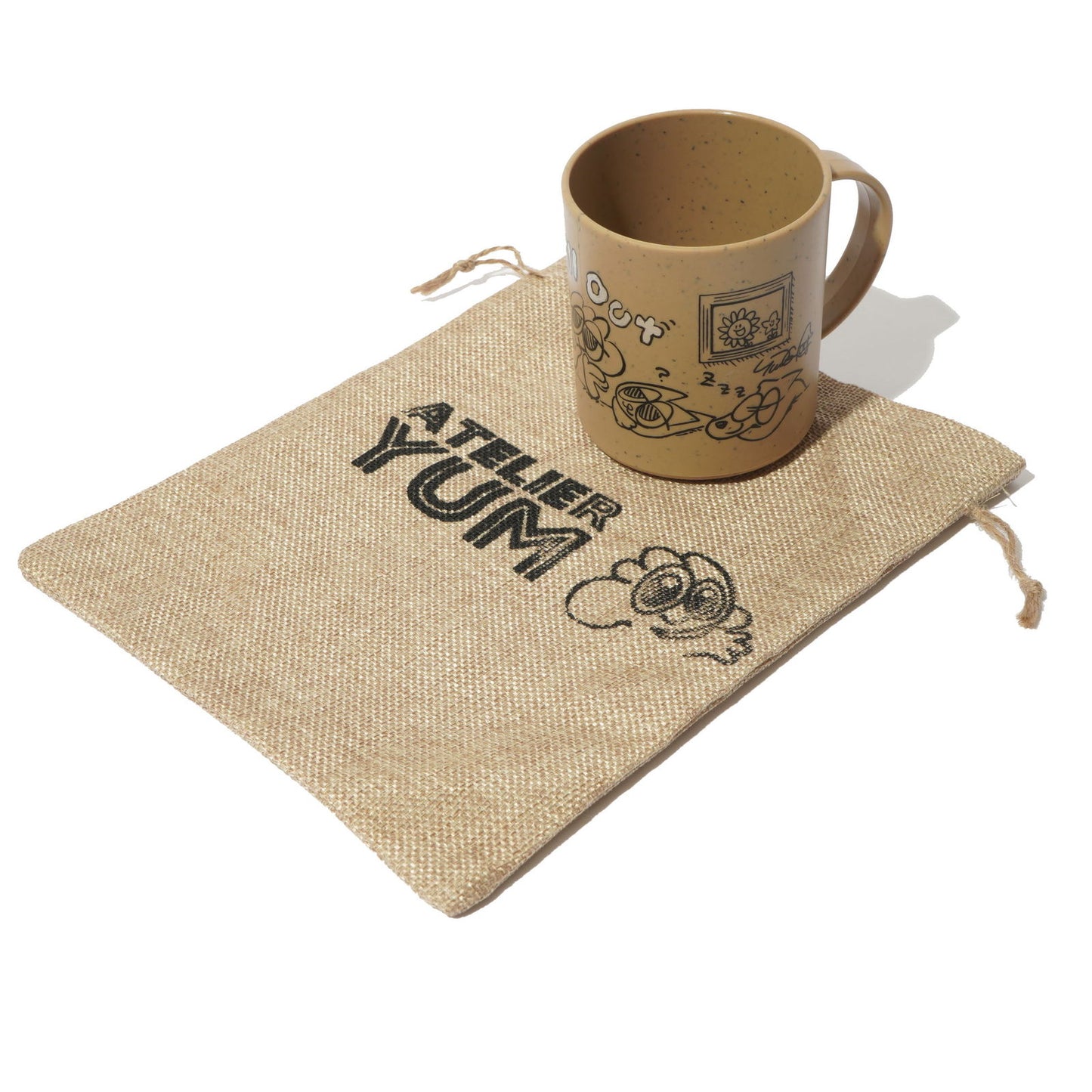 Sustainable Coffee Grounds Mug & Portable Hemp Bag - Beige  #tag1# #tag2# #tag3# #tag4#